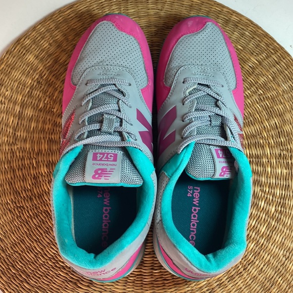 New Balance Grey Teal and Pink Sneakers - Picture 6 of 13